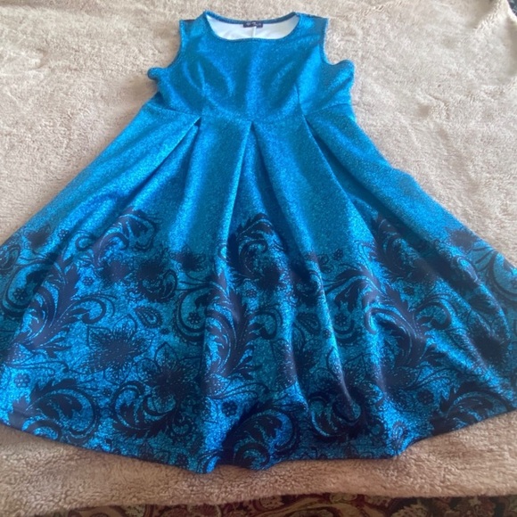 Teal & Black Paisley Print Fit & Flare Dress - Picture 7 of 12